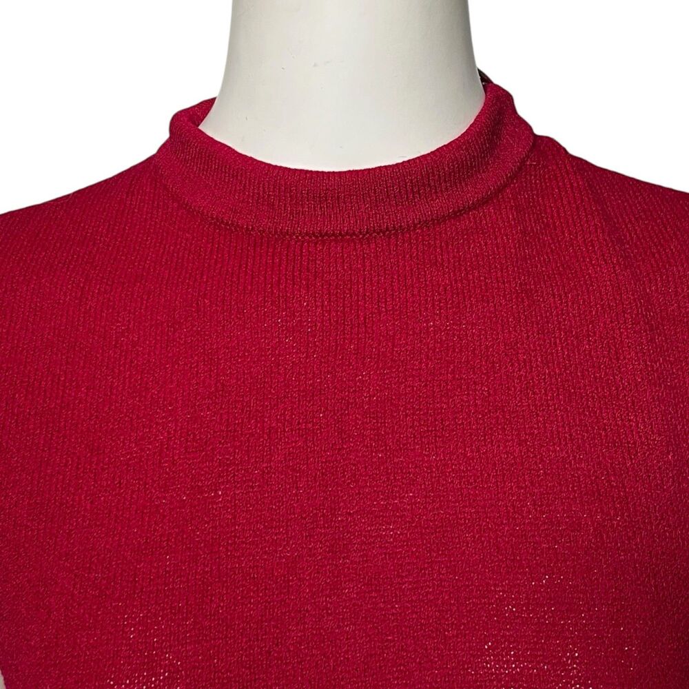 St. John Sleeveless Mock Neck Knit Top Pink Raspberry Shell Zip Shoulder Small - Picture 5 of 9